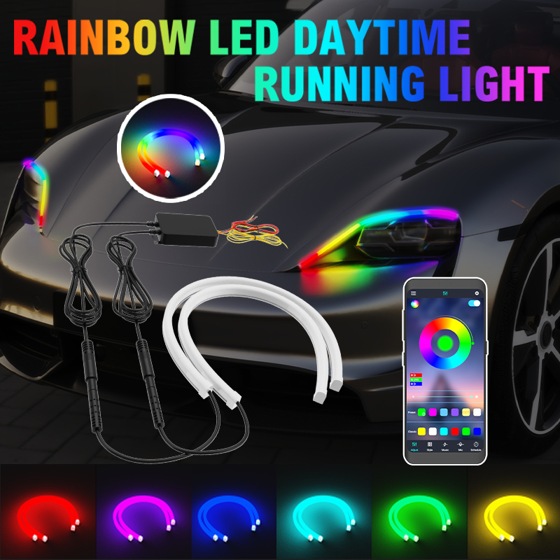 Rgb Hub Sync - قطعتان من أضواء LED النهارية للسيارة