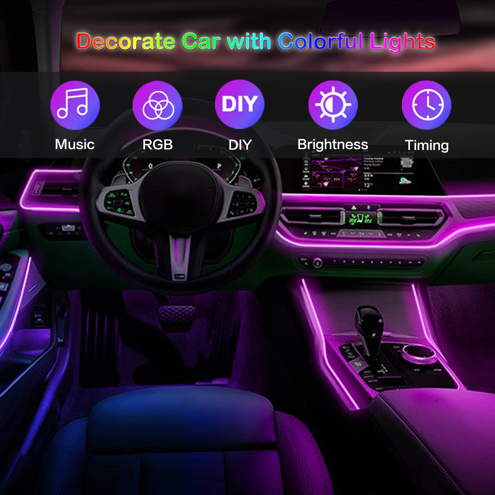 LED سيارة الداخلية المحيطة أضو - مراجعة Rgb Hub Sync وسعره