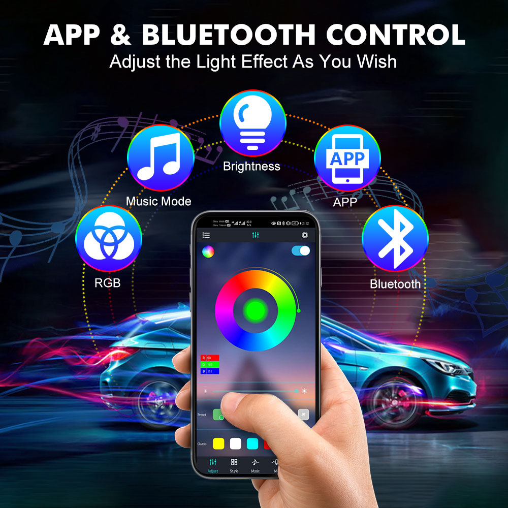 النيون LED الداخلية سيارة ضوء  - مراجعة Rgb Hub Sync وسعره