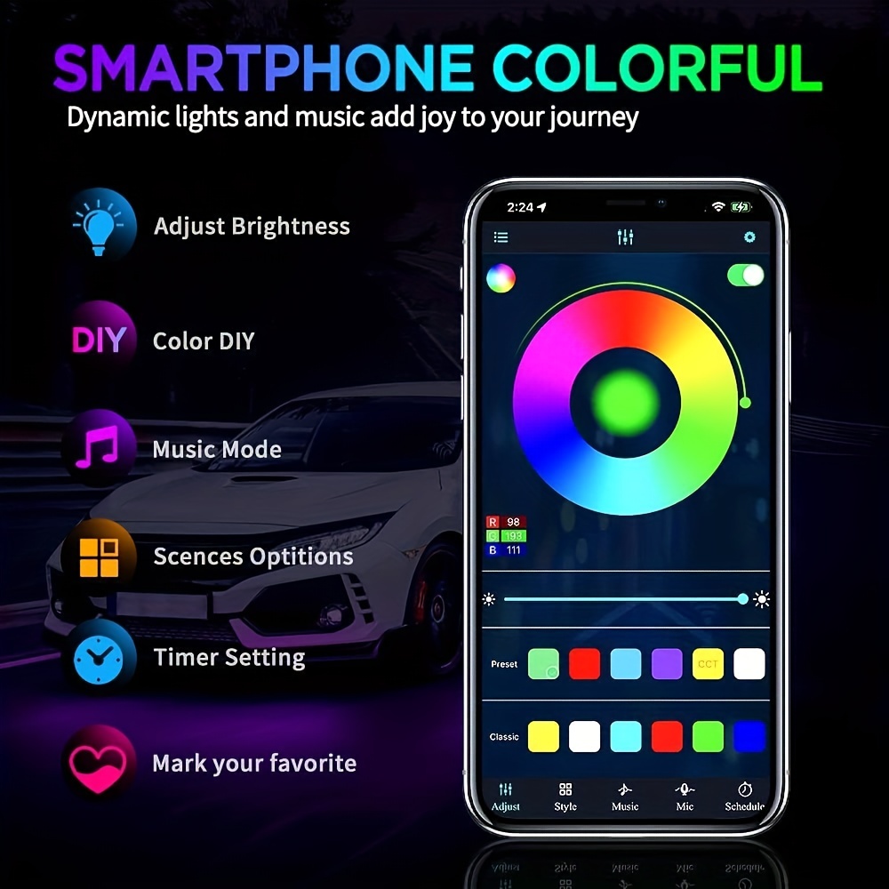 RGB مرنة سيارة Underglow شرائط - مراجعة Rgb Hub Sync وسعره